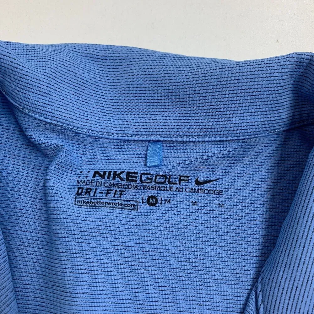 Nike Golf Polo Shirt Womens M Blue Ace Stripe Quarter Zip Skyline Country Club